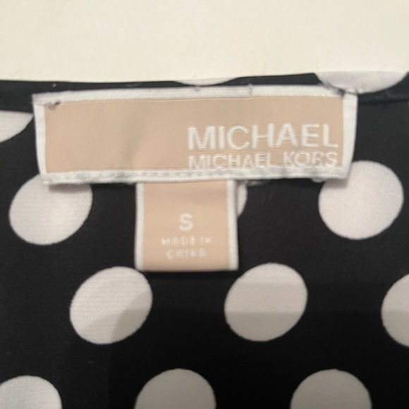Michael Michael Kors Top Sz S Black and White Gathered Polka Dot Blouse - Picture 6 of 8